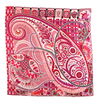 Hermes Cashmere Silk Paisley Blossom Shawl 140 Fuchsia Naturel Vieux Rose 1 of 5