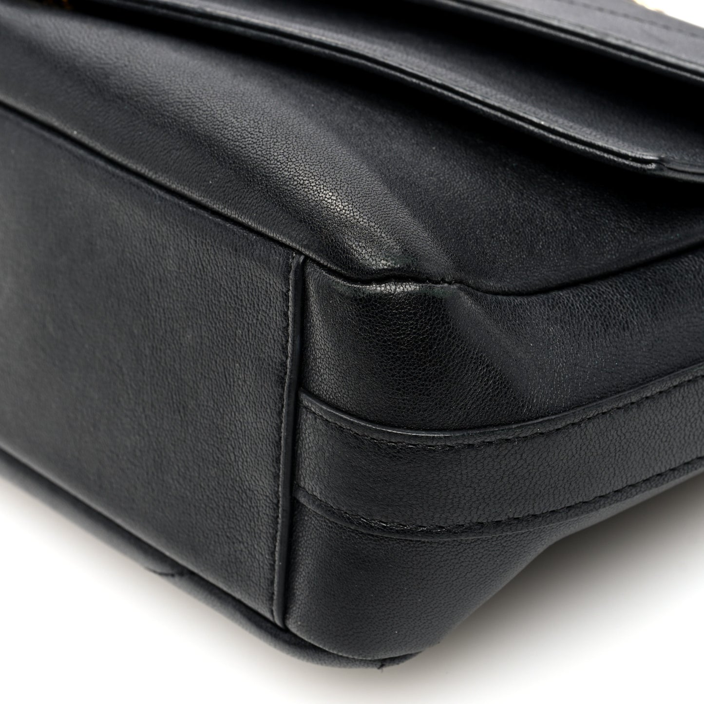 Sheepskin Chevron Quilted Mini Double Chevron Flap Black