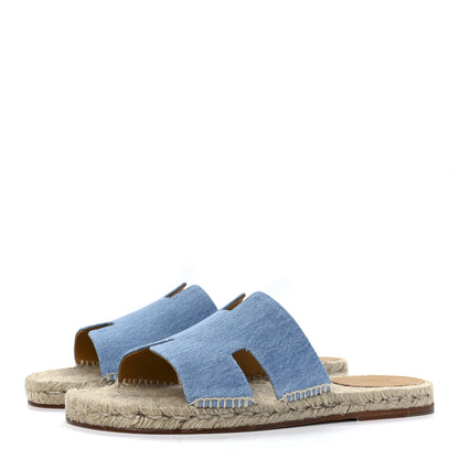 Hermes Denim Canvas Mens Antigua Espadrille Sandals 44 Bleu Clair 3 of 9