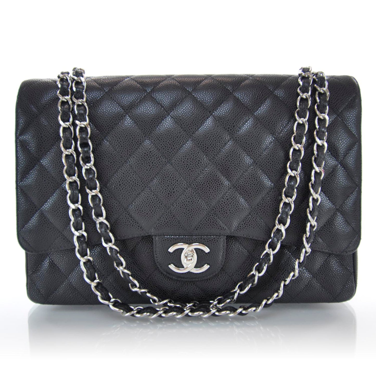 Caviar Quilted Maxi Double Flap Black