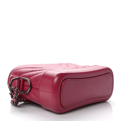 Chanel Aged Calfskin Chevron Quilted Small Gabrielle Hobo Dark Pink 4 of 11