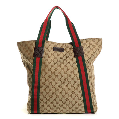 Gucci GG Monogram Medium Web Handle Vertical Tote Bag Dark Brown 1 of 9