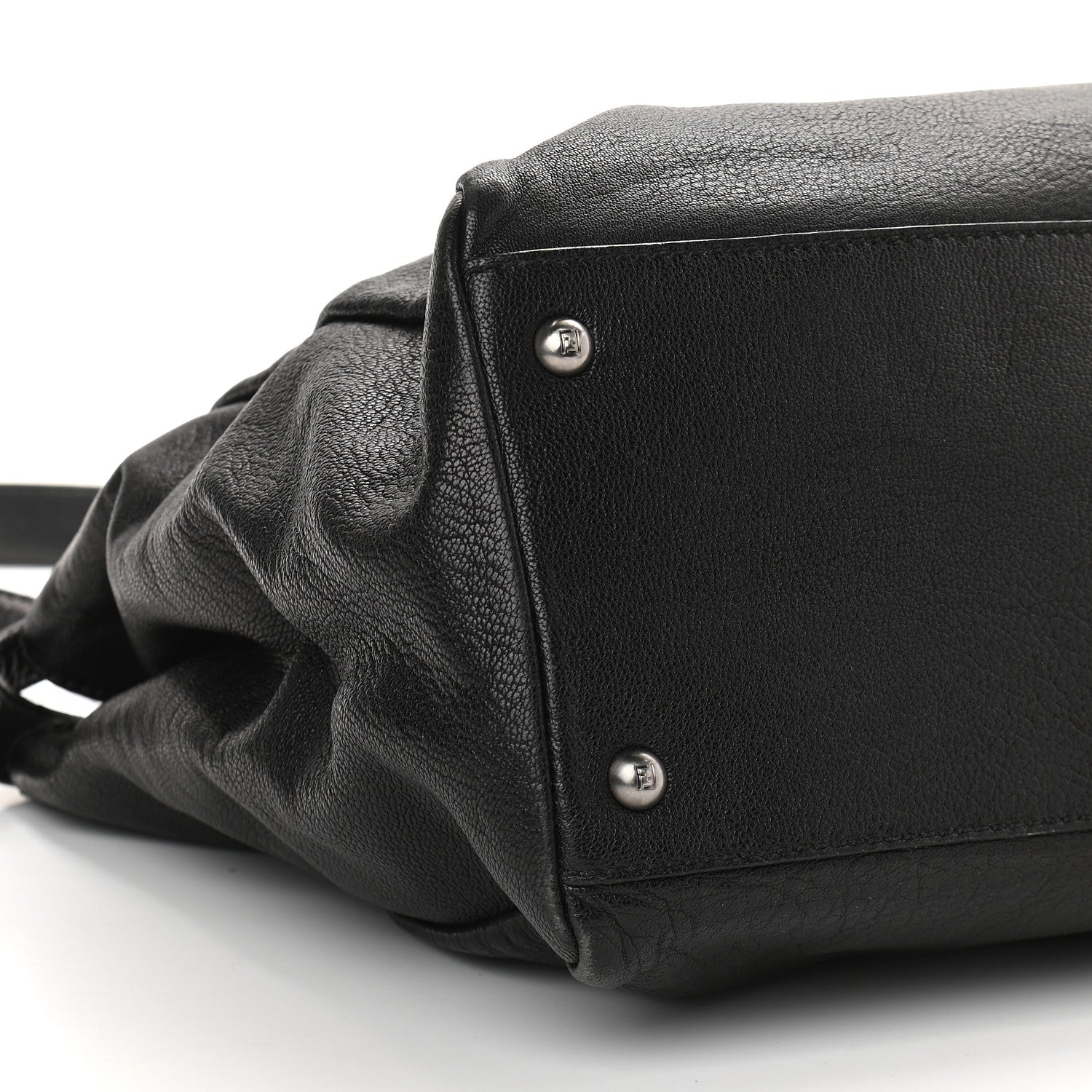 Fendi Goatskin Zucca Large Peekaboo Iconic Satchel Black Tobacco 7 of 8