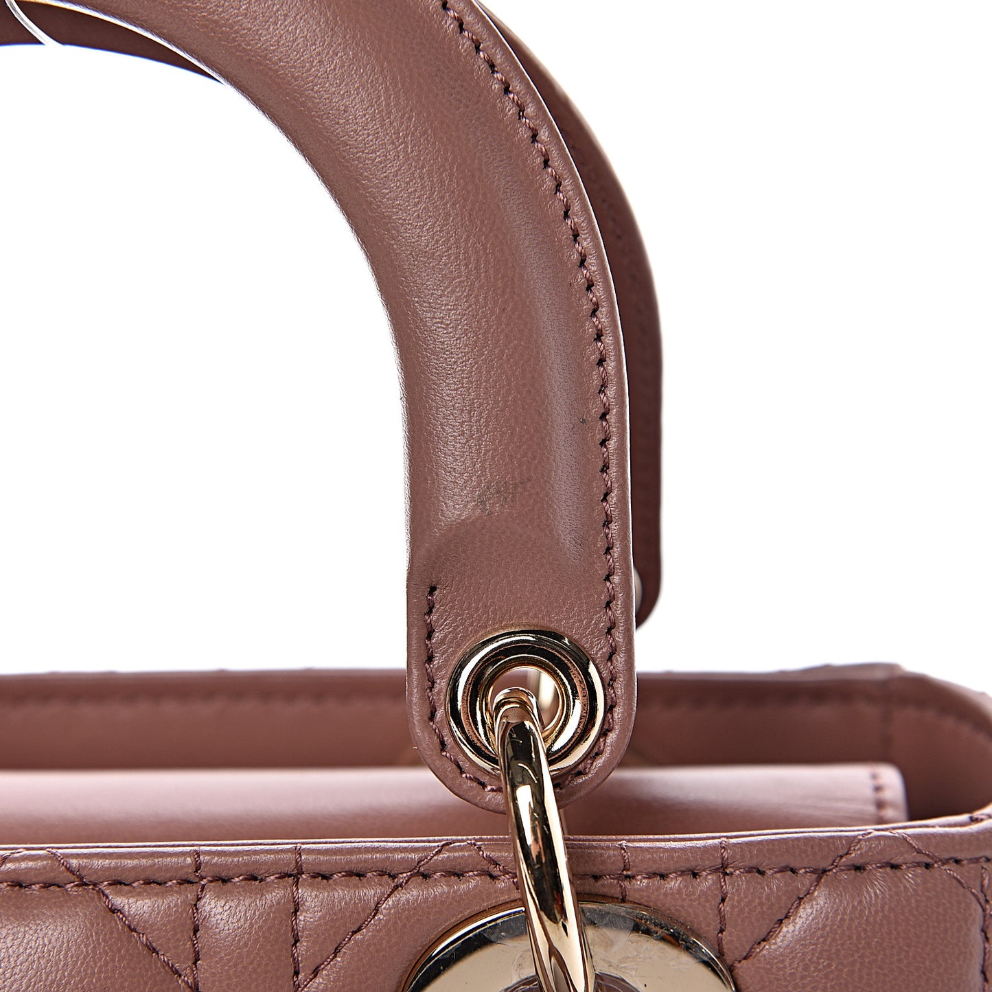 Lambskin Cannage Small Lucky Badges My Lady Dior Petale Brique