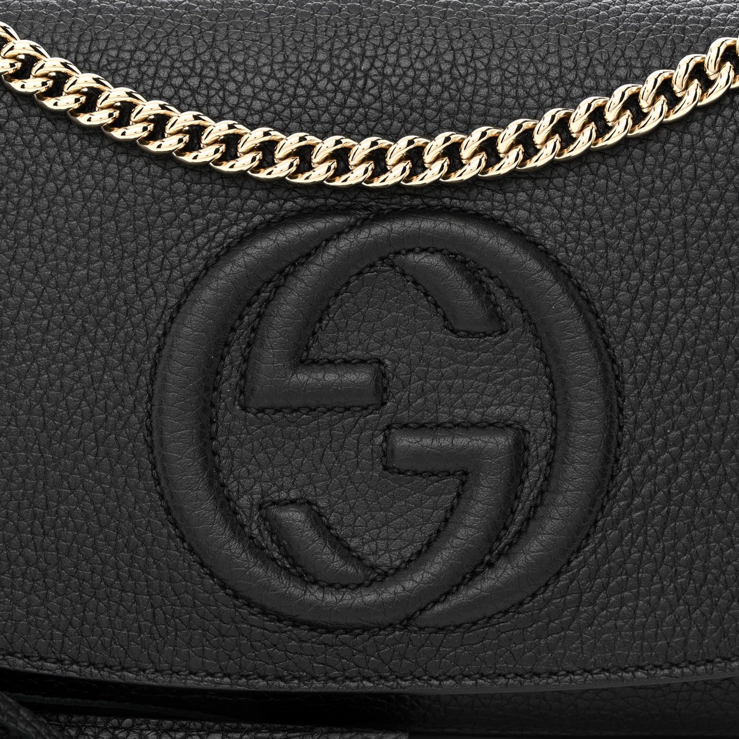 Pebbled Calfskin Medium Soho Flap Crossbody Black