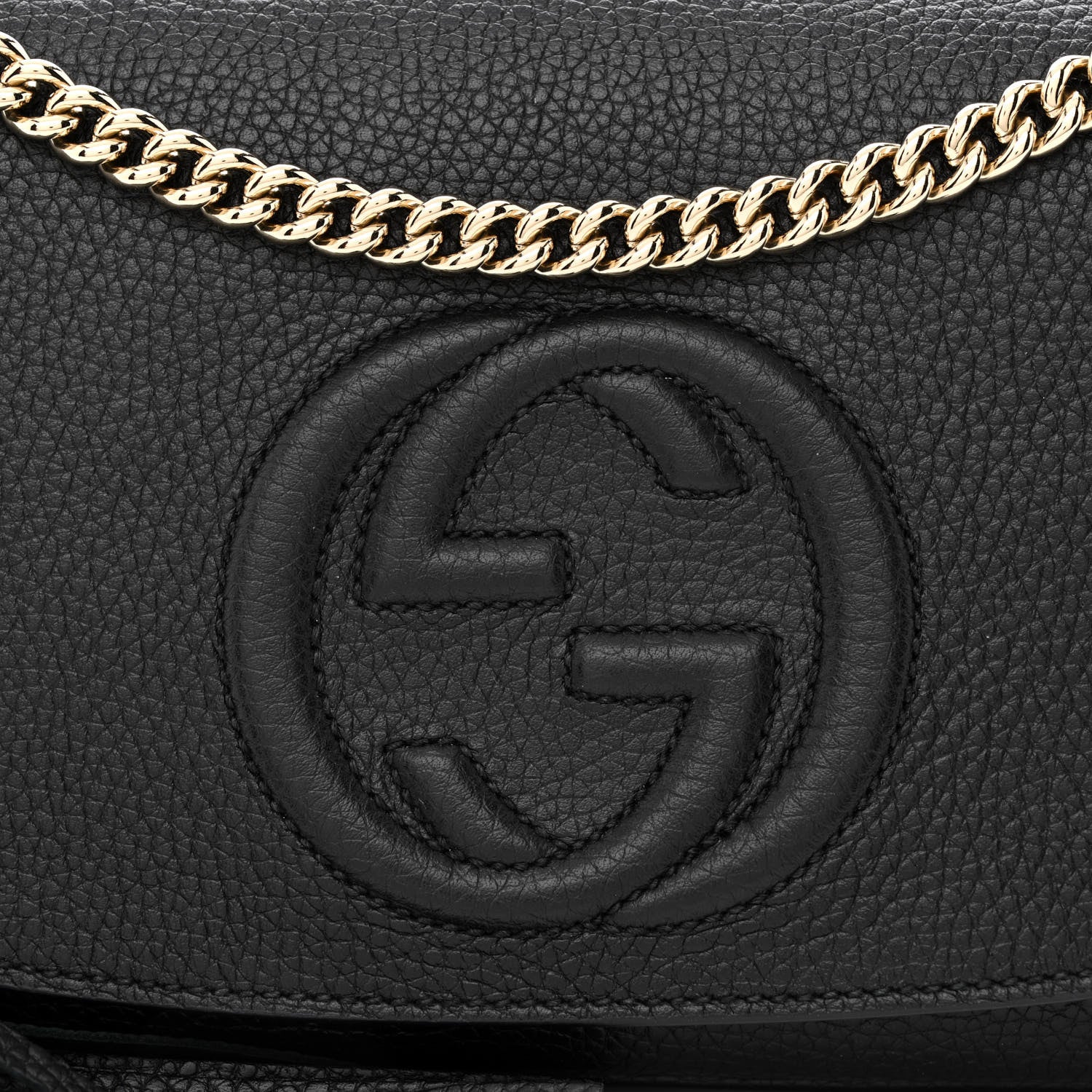 Gucci Pebbled Calfskin Medium Soho Flap Crossbody Black 8 of 11