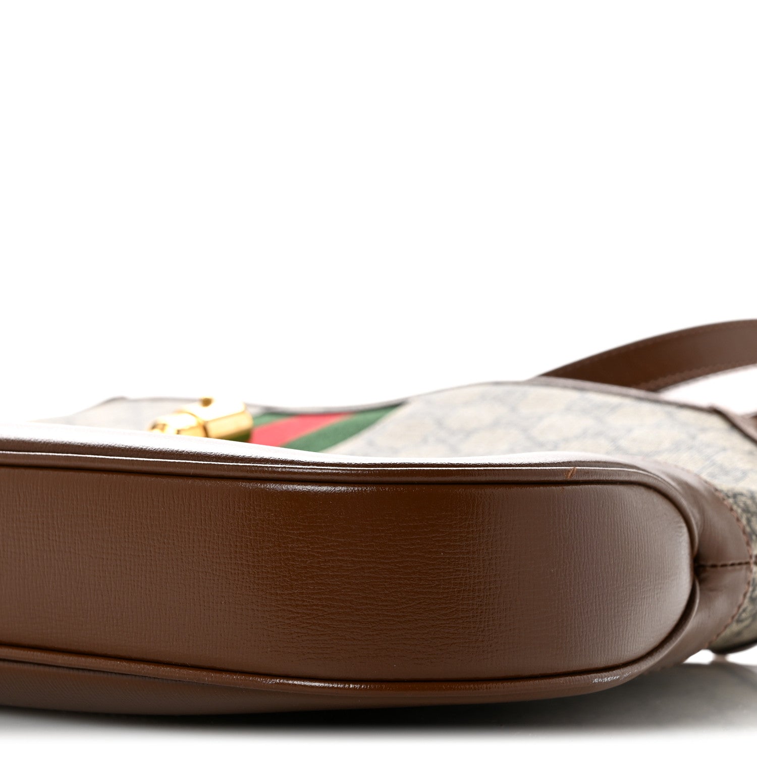 Gucci GG Supreme Monogram Azalea Calfskin Web Medium Jackie 1961 Hobo Beige Ebony Brown Sugar 10 of 14