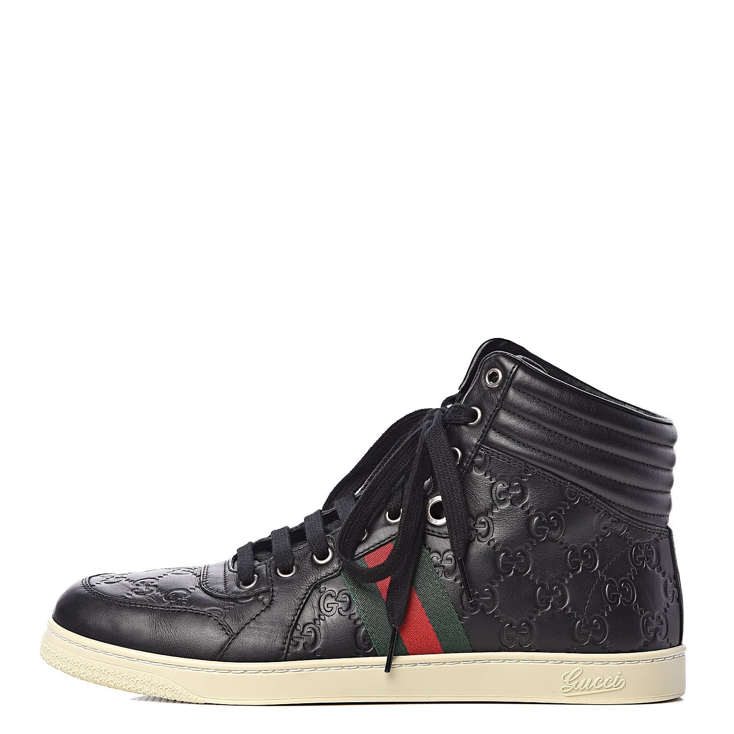 Gucci Guccissima Web High Top Sneakers 9.5 Black 1 of 11