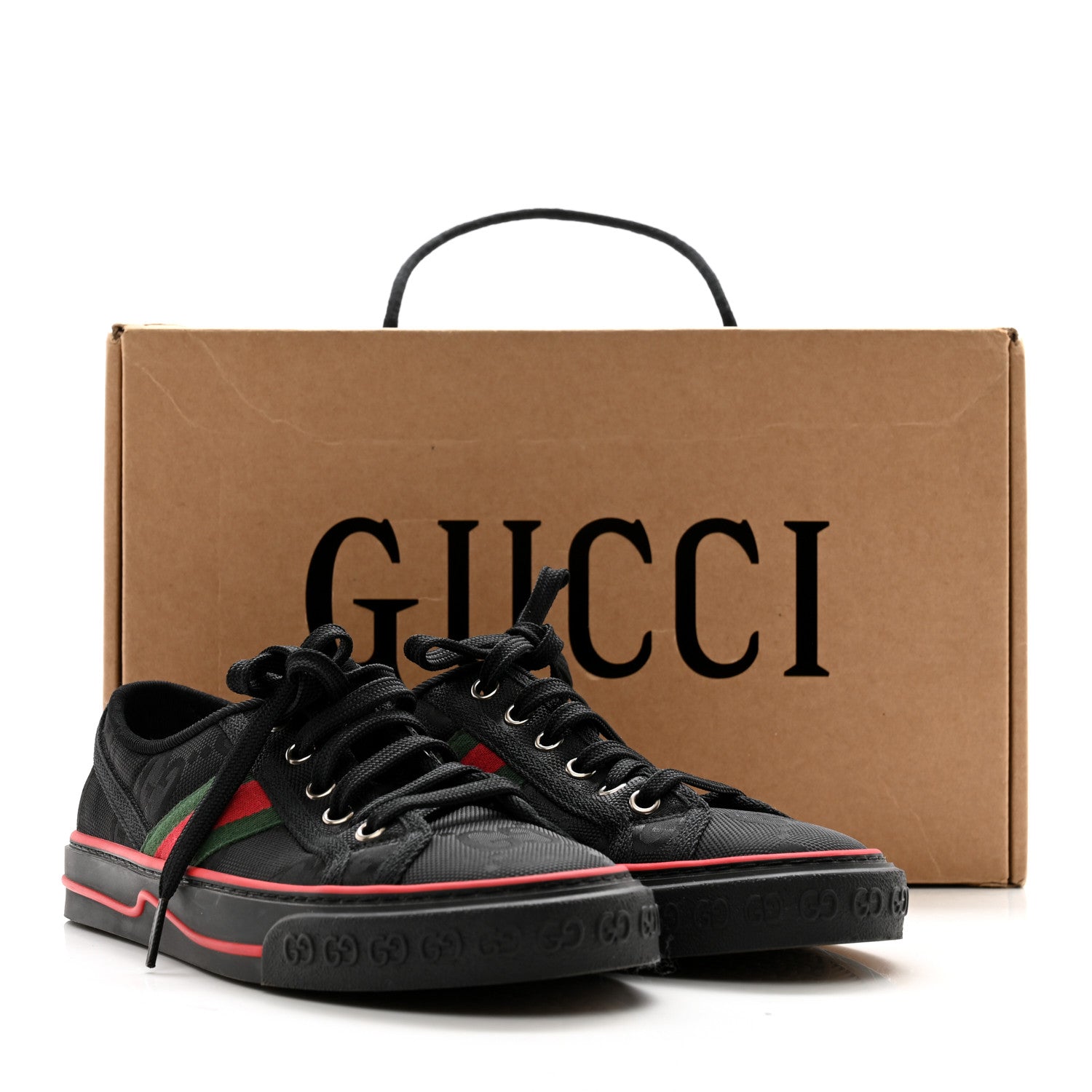 Gucci Econyl Nylon Web Monogram Off The Grid Womens 1977 Tennis Sneakers 37 Black 9 of 9