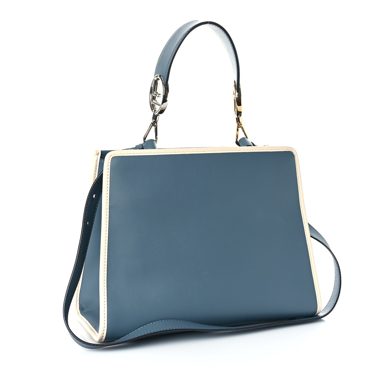 Fendi Vitello Century Normand F is Fendi Bi-Color Small Runaway Satchel Blue Notte Balena 3 of 8