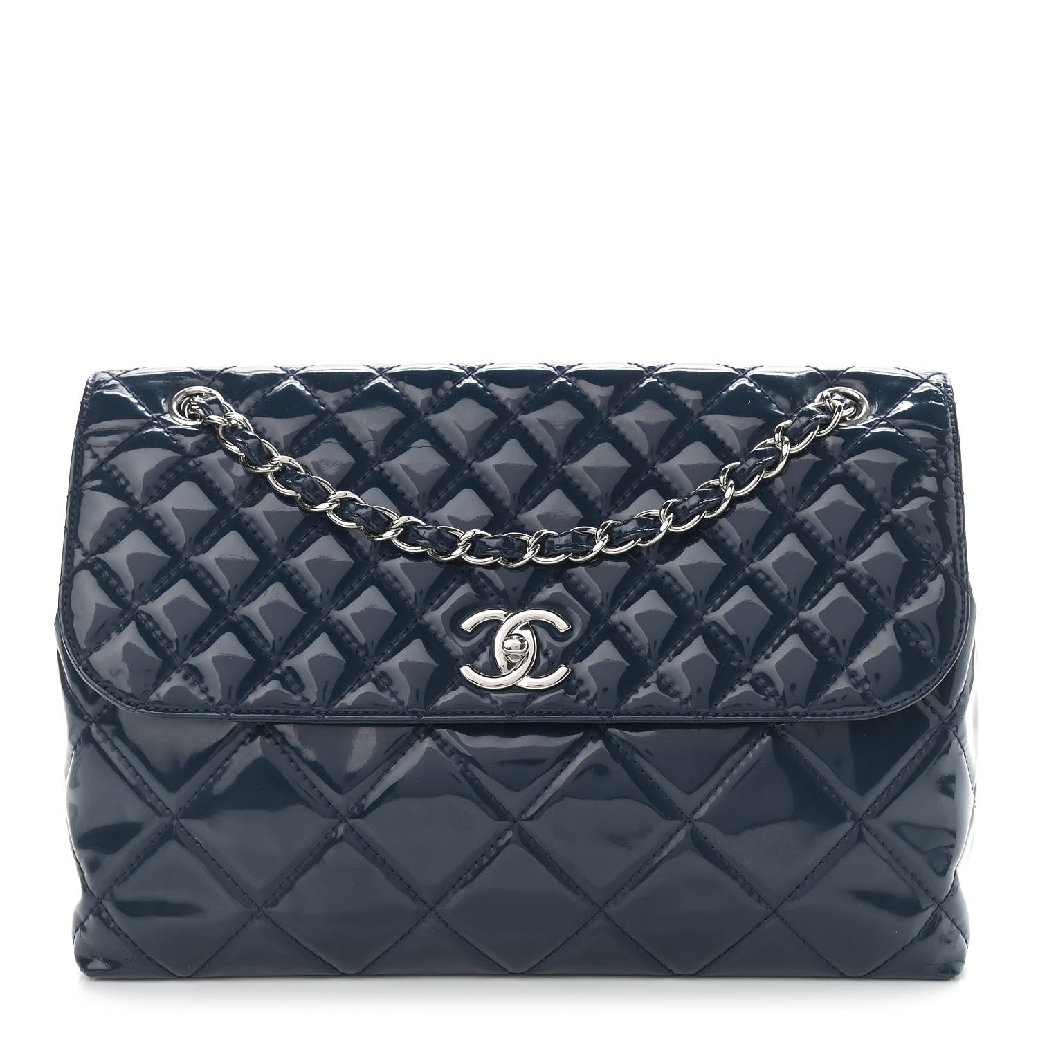 Chanel Vinyl Quilted In the Business Flap Bag Navy Blue 1 of 12