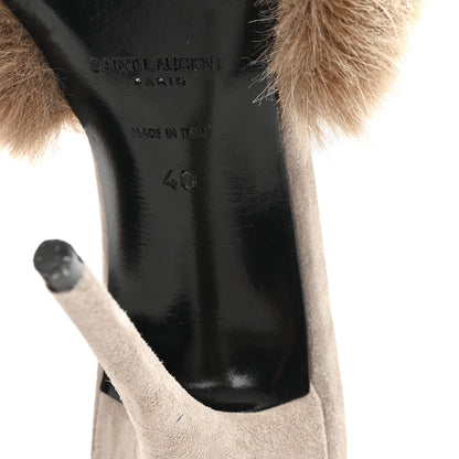 Saint Laurent Suede Faux Fur La 16 Mule Sandals 40 Gris Clair 7 of 10