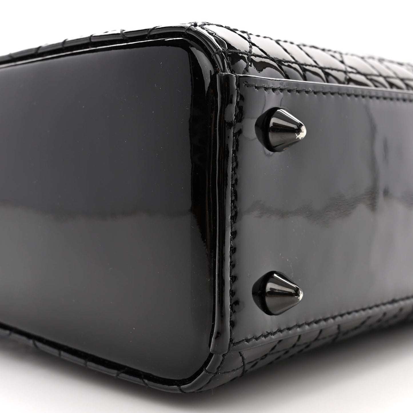 Ultraglossy Patent Cannage Small Lady Dior Black