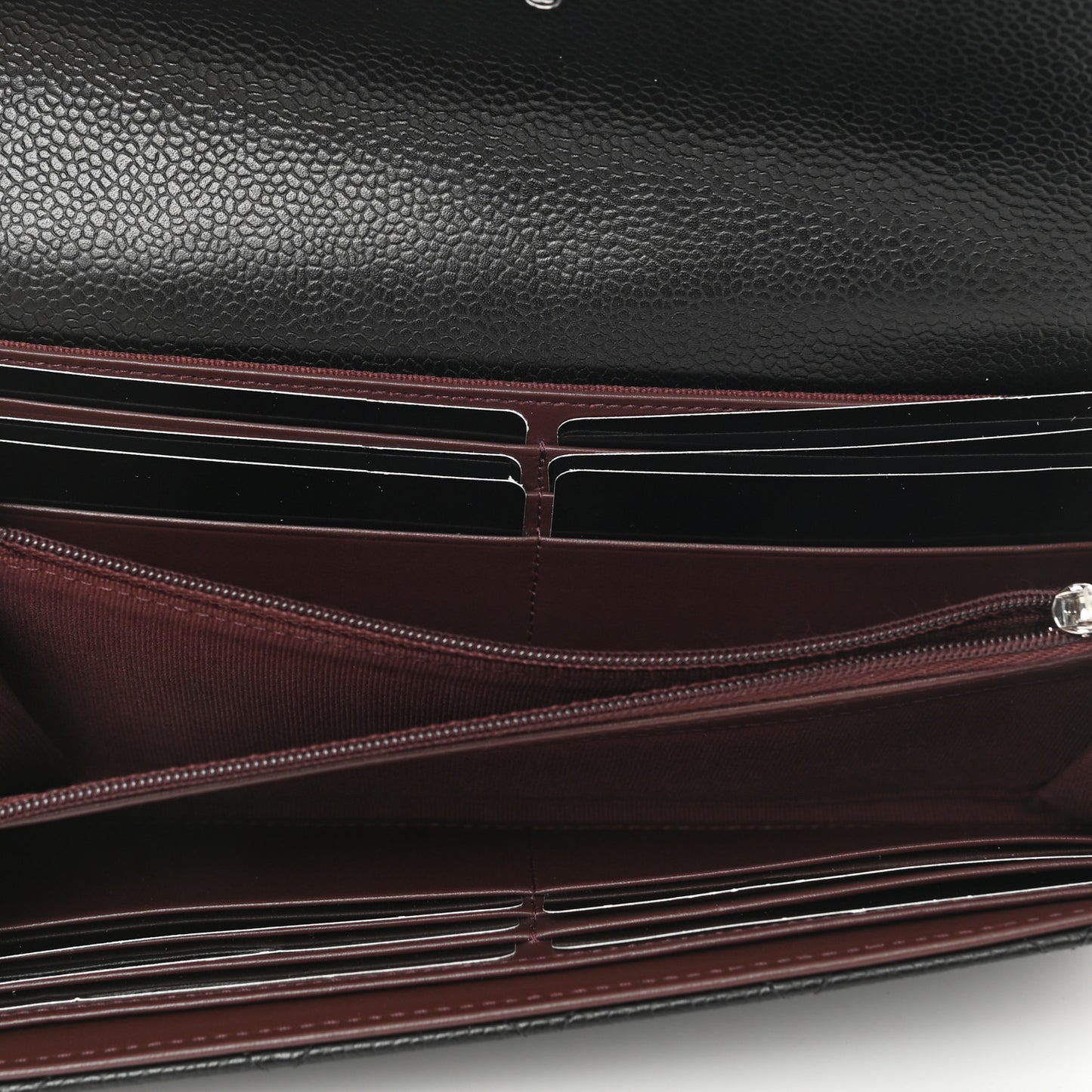 Caviar Quilted Large Gusset Flap Wallet Black