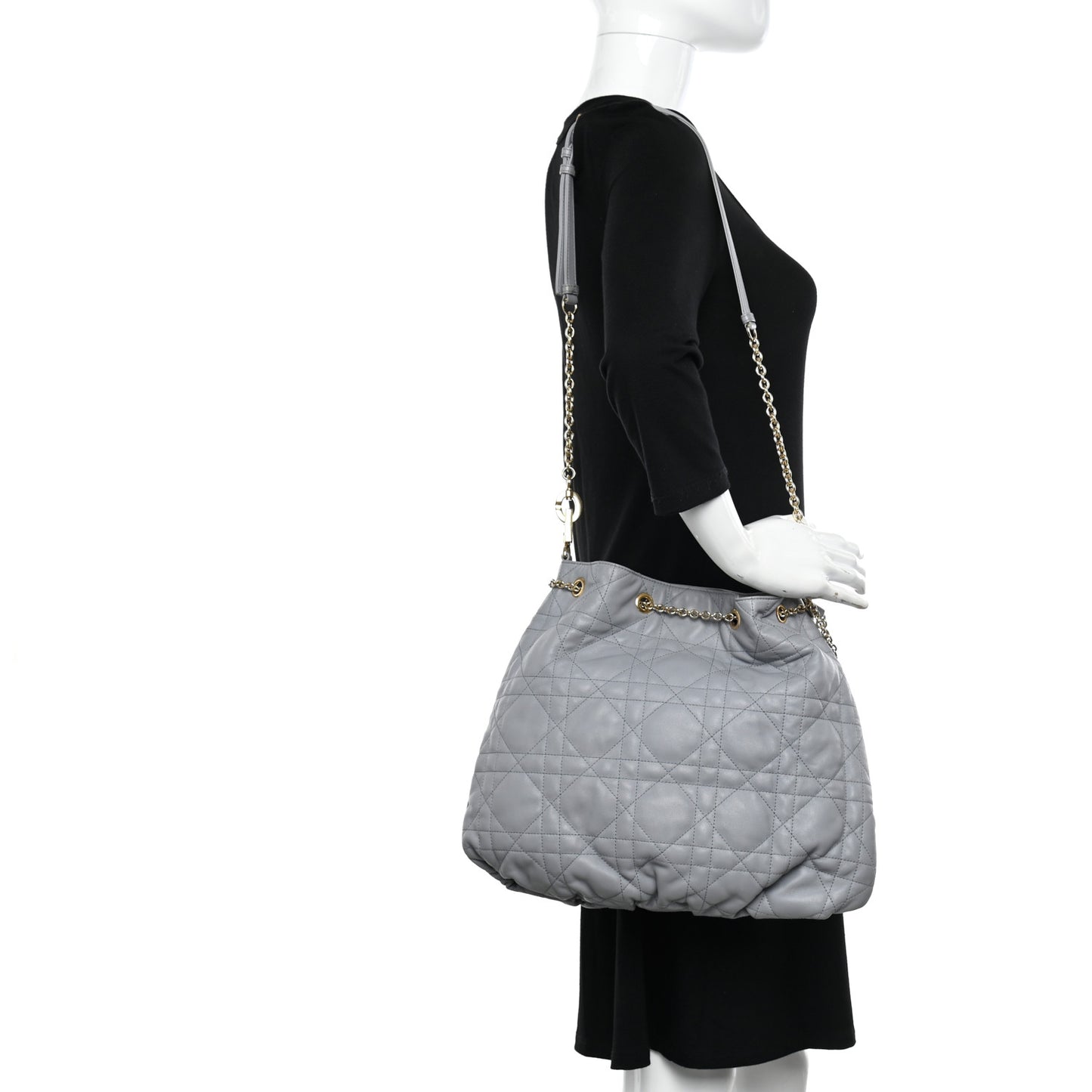 Lambskin Supple Macrocannage Ammi Bag Grey
