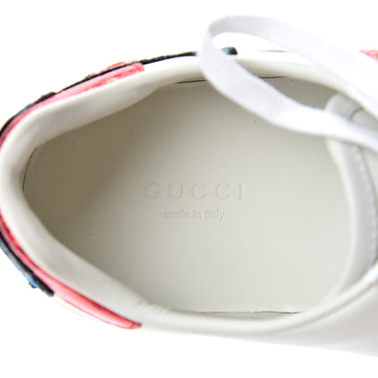 Gucci Calfskin Web Floral Embroidered Womens Ace Sneakers 40 White 8 of 10