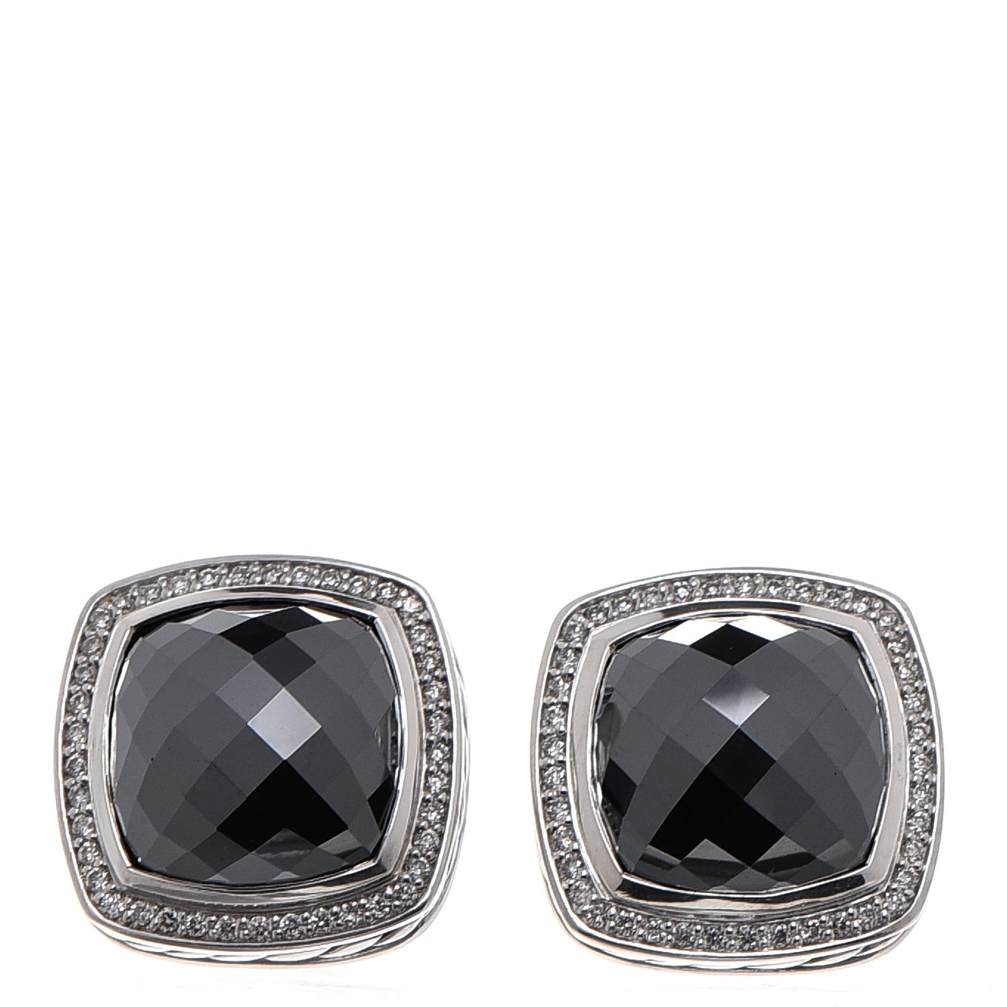 Sterling Silver Diamond Hematite 14mm Albion Earrings