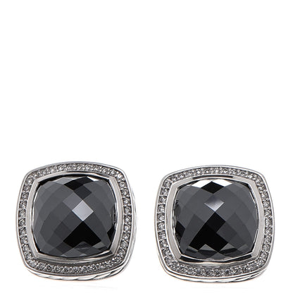 David Yurman Sterling Silver Diamond Hematite 14mm Albion Earrings 1 of 4