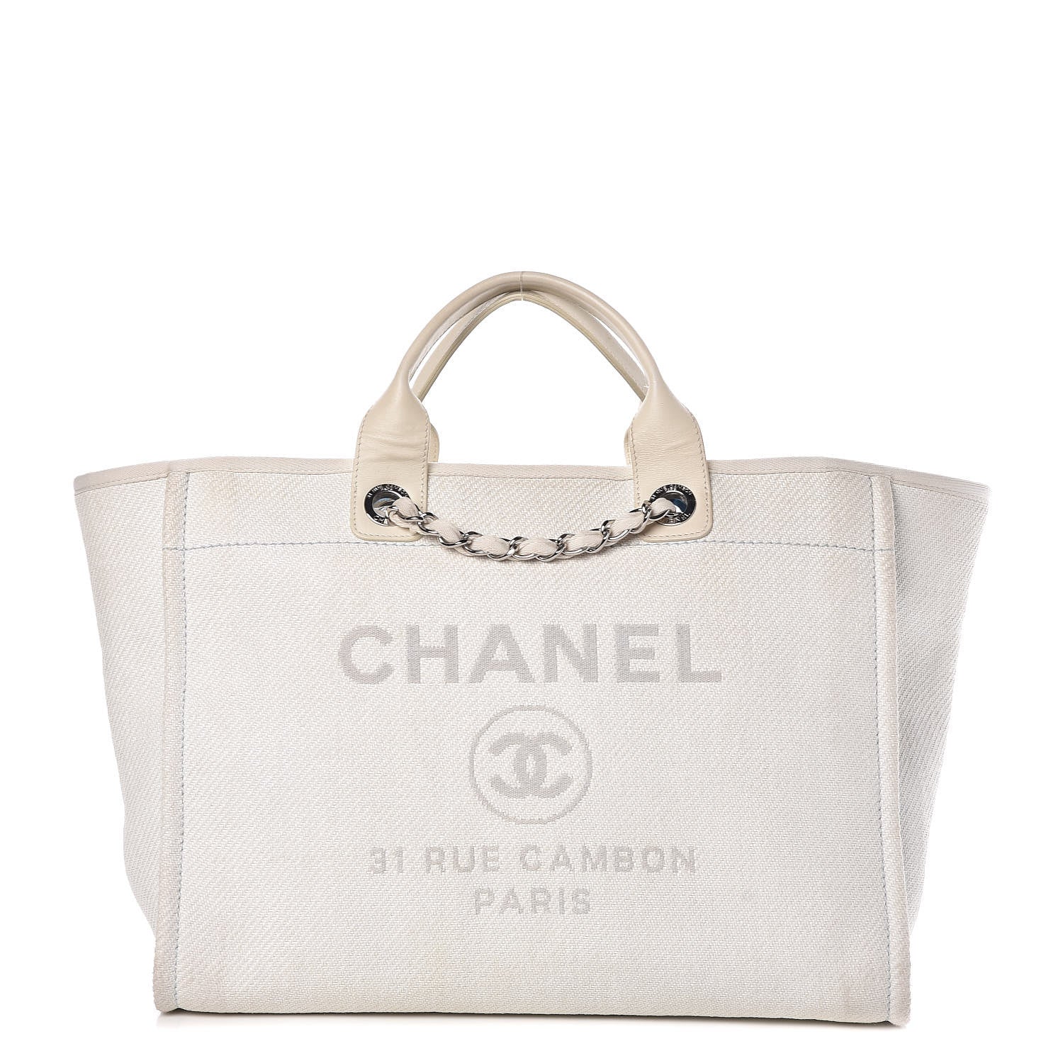 Chanel Canvas Large Deauville Tote White 1 of 13