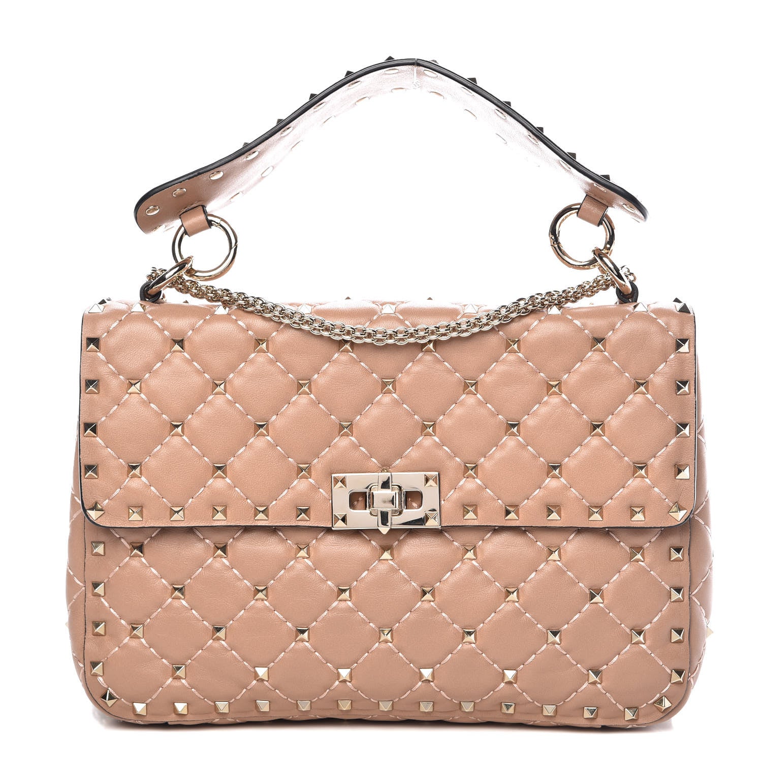 Valentino Garavani Nappa Medium Rockstud Spike Shoulder Bag Soft Noisette 1 of 10