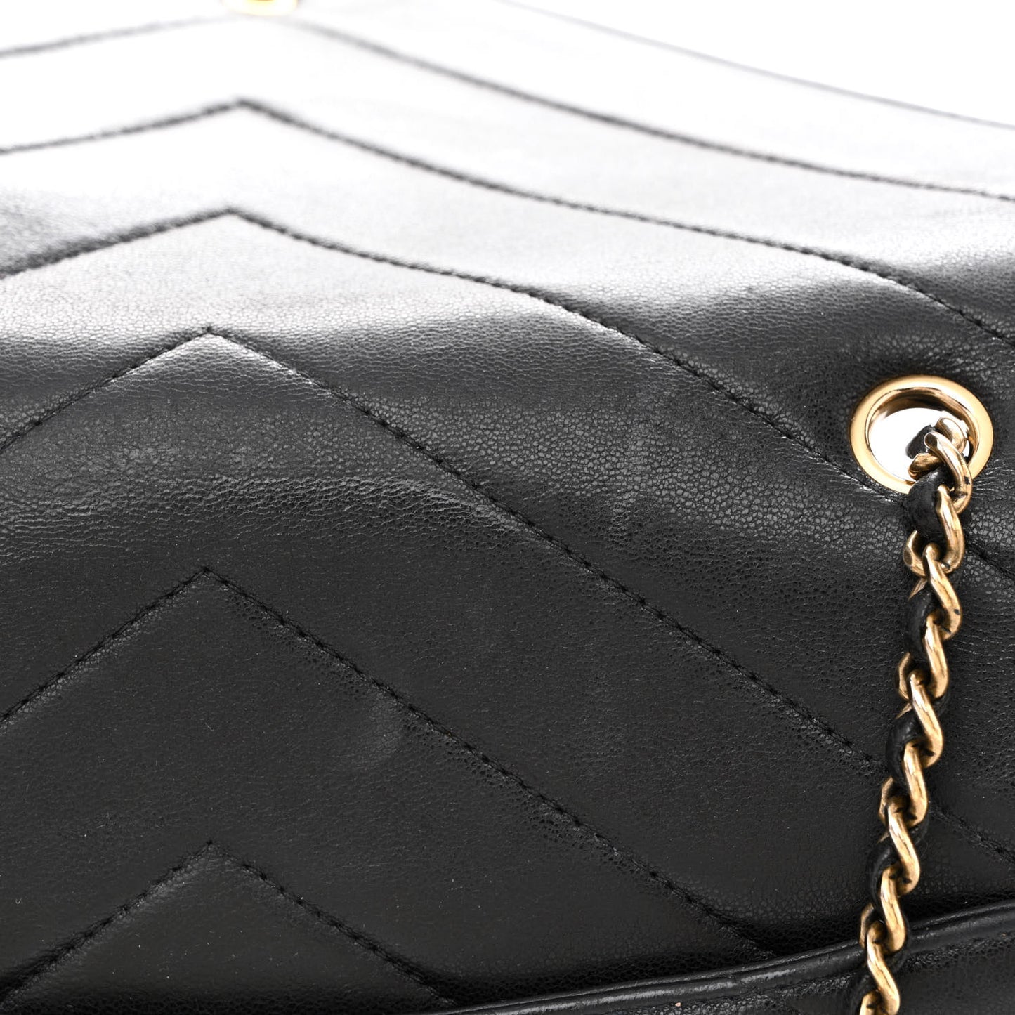 Lambskin Chevron Quilted Medium Envelope Flap Black
