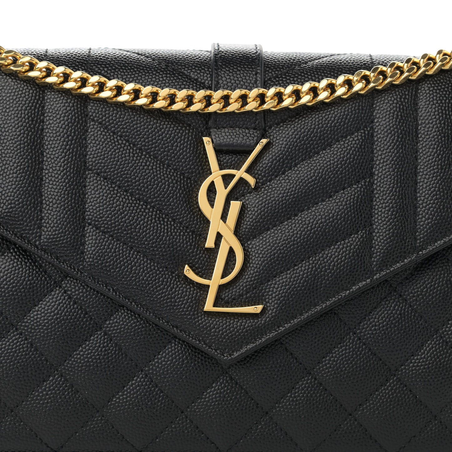 Grain De Poudre Mixed Matelasse Triquilt Monogram Chain Wallet Black