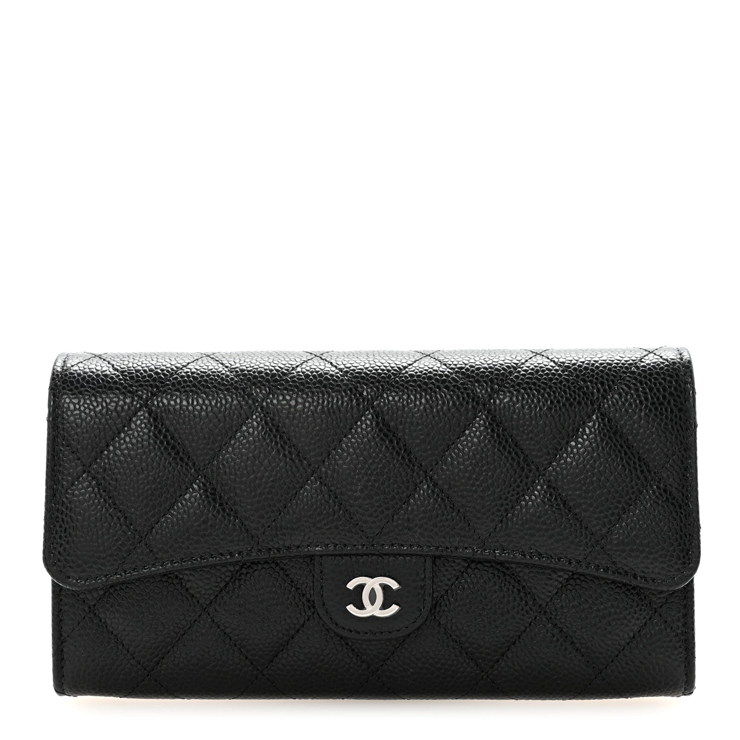 Chanel Caviar Quilted Large Gusset Flap Wallet Black 1 of 9