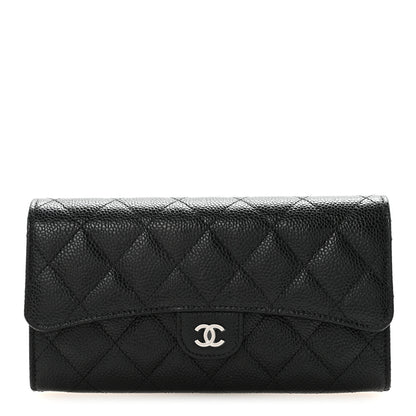 Chanel Caviar Quilted Large Gusset Flap Wallet Black 1 of 9