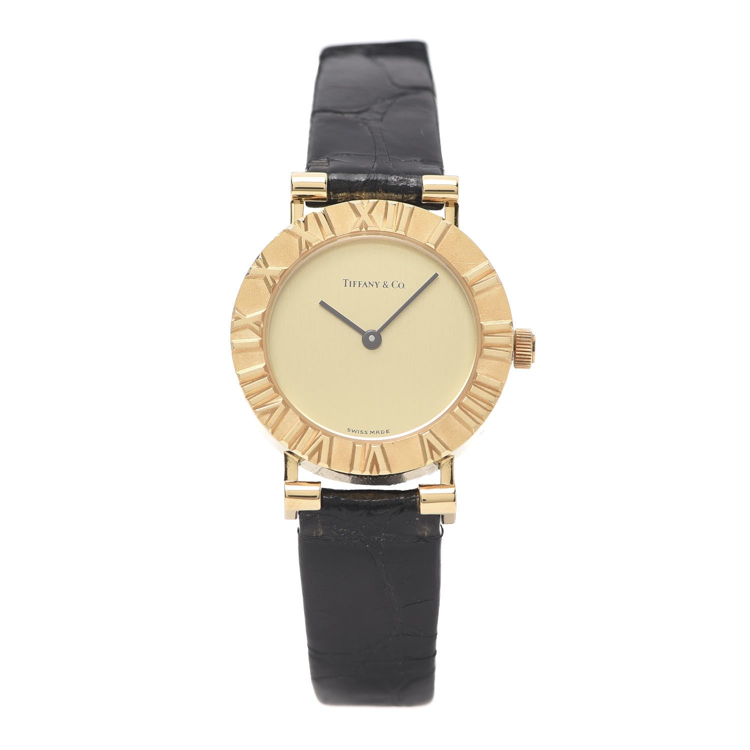 Tiffany 18K Yellow Gold Alligator 24mm Atlas Quartz Watch Gold 1 of 6