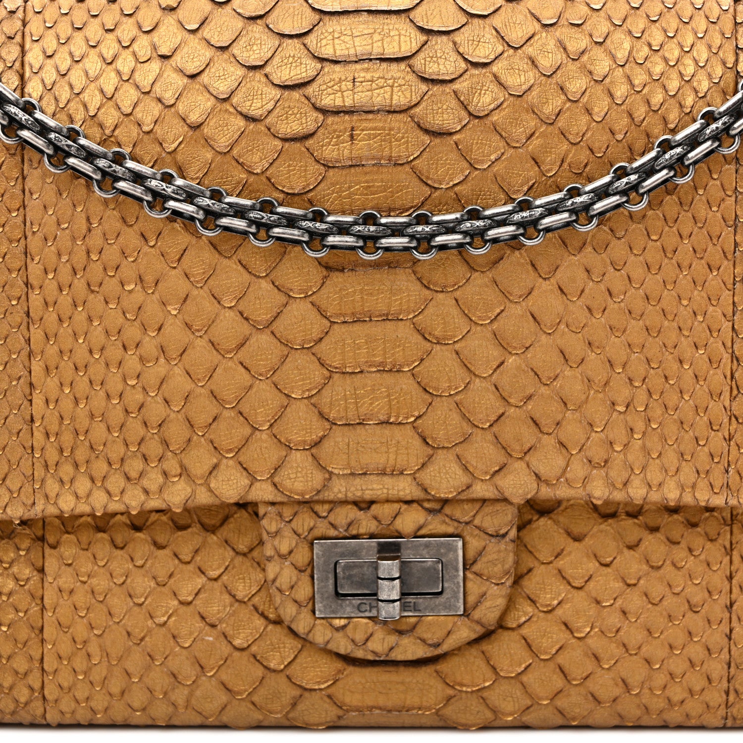 Chanel Metallic Snakeskin 2.55 Reissue 226 Flap Gold 7 of 12