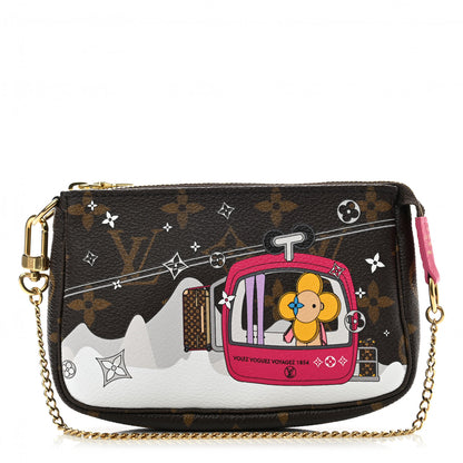 Louis Vuitton Monogram 2019 Christmas Animation Mini Courchevel Pochette Accessories Fuchsia 1 of 7
