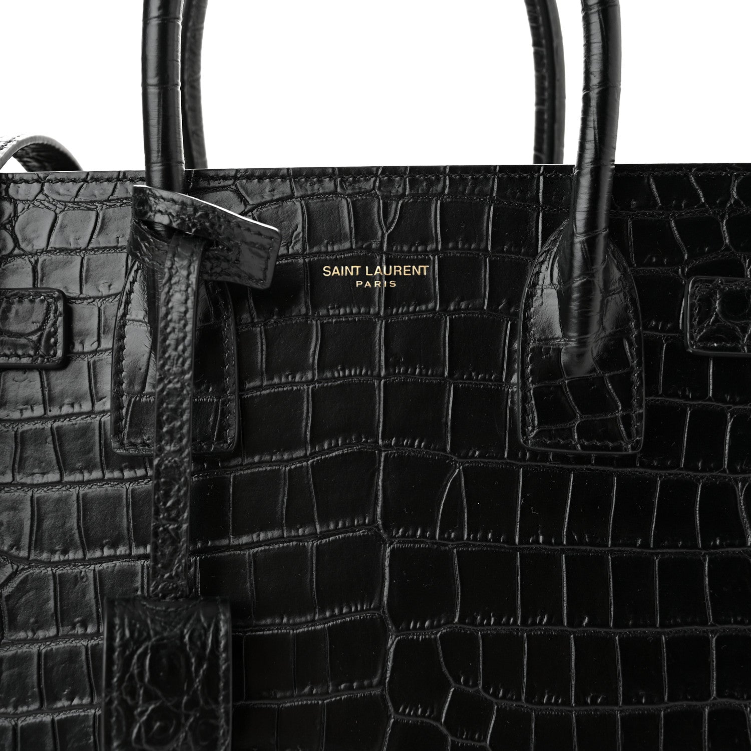 Saint Laurent Calfskin Crocodile Embossed Baby Sac De Jour Black 8 of 10