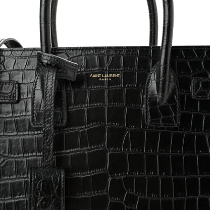 Saint Laurent Calfskin Crocodile Embossed Baby Sac De Jour Black 8 of 10
