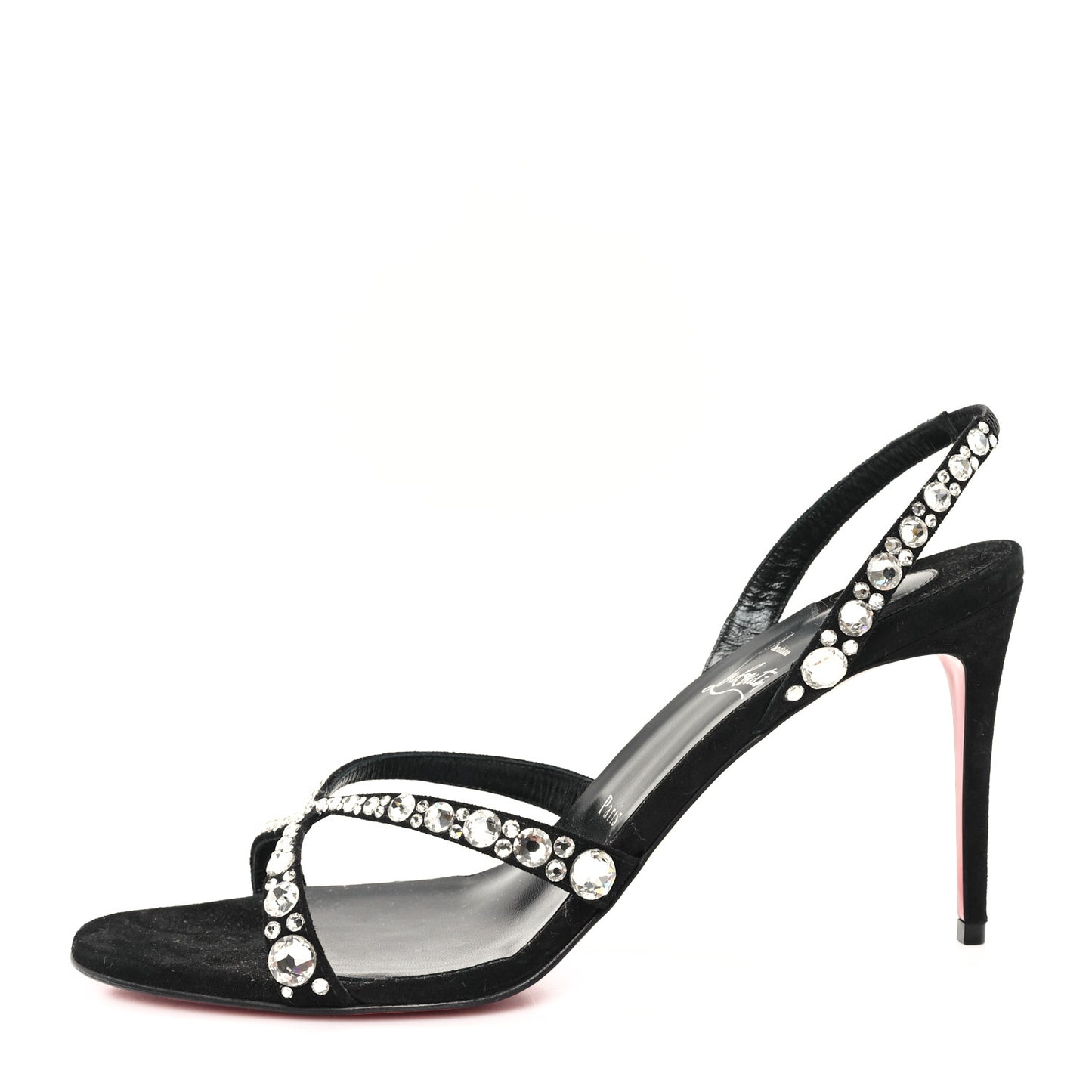 Veau Velours Strass Emilie 85 Sandals 41  Black