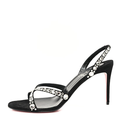 Christian Louboutin Veau Velours Strass Emilie 85 Sandals 41  Black 1 of 9