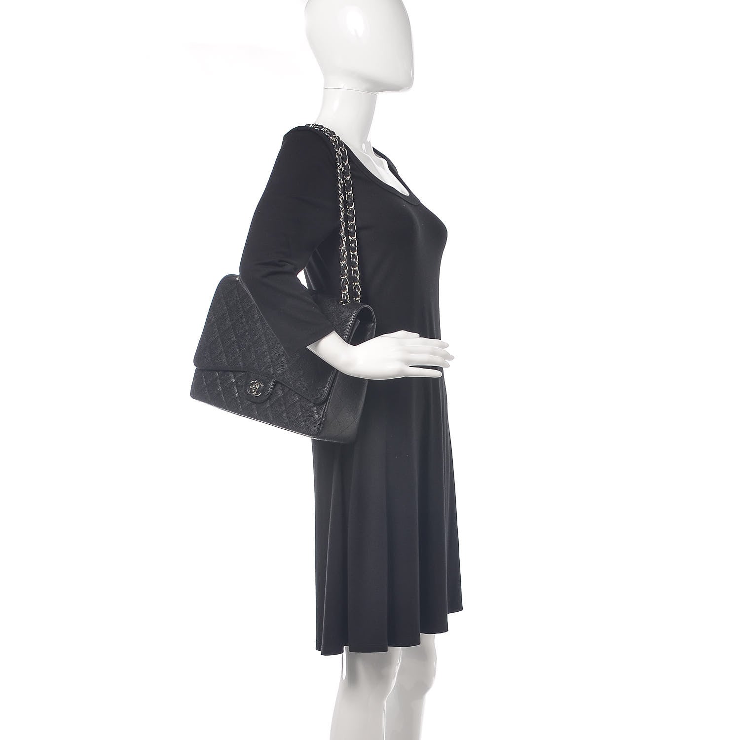 Chanel Caviar Quilted Maxi Single Flap Black 3 of 10