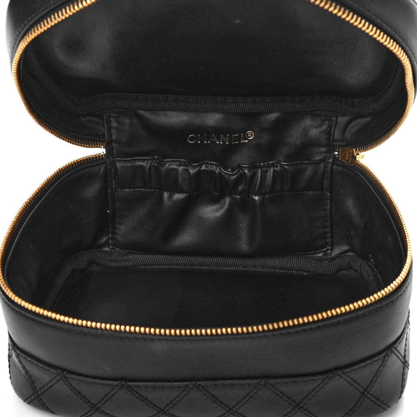 Lambskin Vanity Cosmetic Case Black