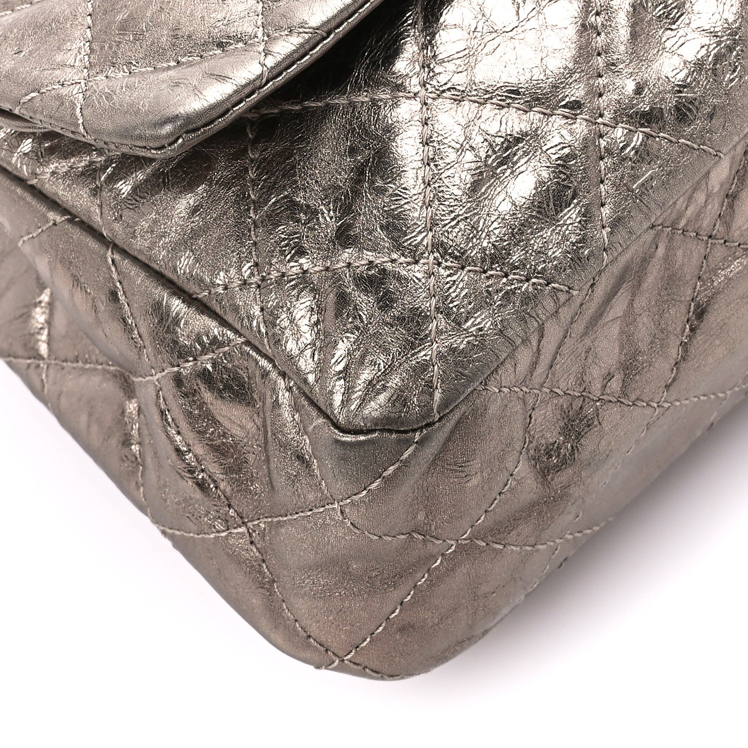 Chanel Metallic Aged Calfskin Quilted 2.55 Reissue 227 Flap Pewter 10 of 12