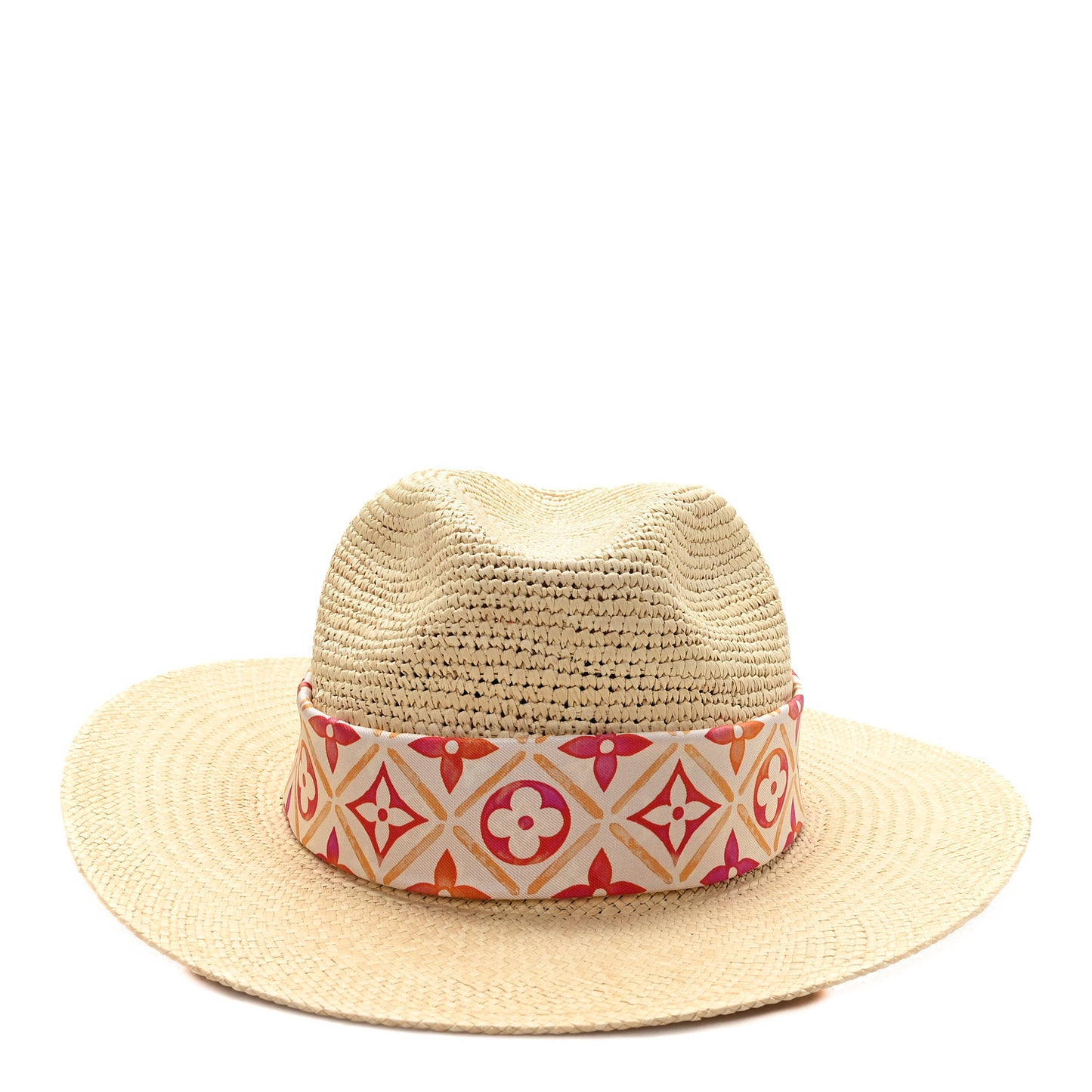 Raffia Monogram Tiles By The Pool Panama Hat Coral