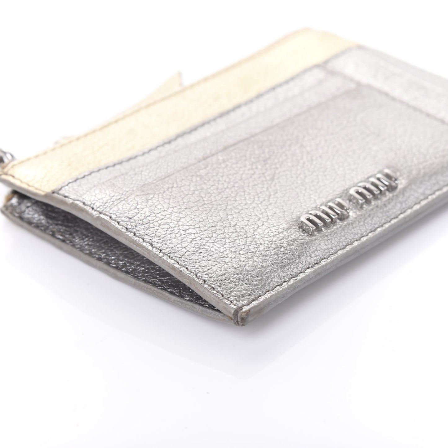 Metallic Madras Colour Zip Card Case Chrome Gold