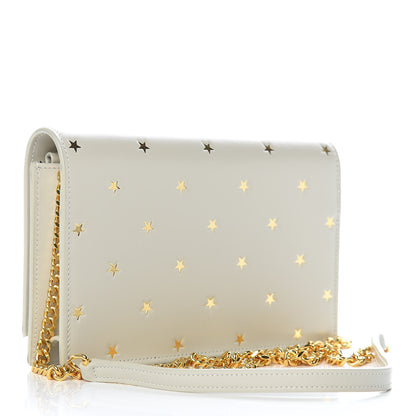Saint Laurent Calfskin Star Print Monogram Kate Tassel Chain Wallet White Gold 4 of 11