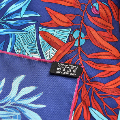 Hermes Silk La Promenade de Platon Scarf 90 Indigo Rouge Turquoise 6 of 7