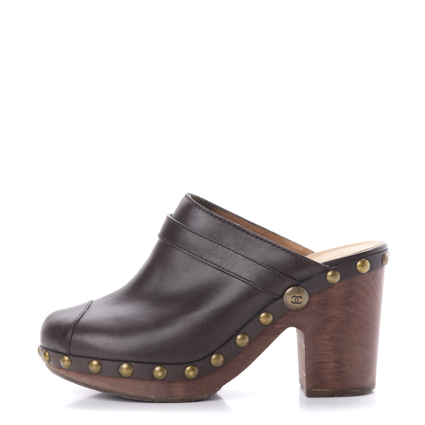 Calfskin CC Clog 38.5 Brown