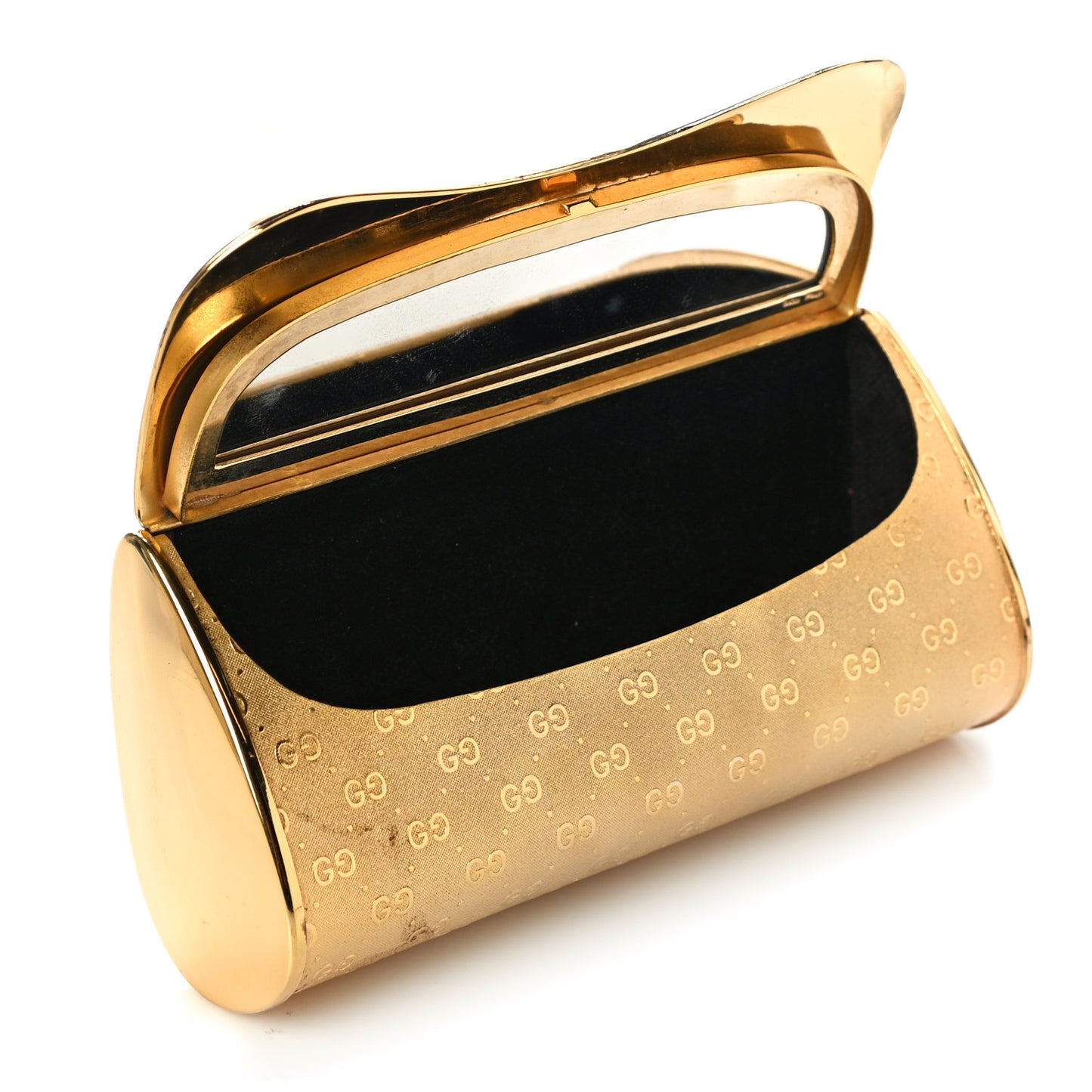 Metal Guccissima Minaudiere Clutch Gold