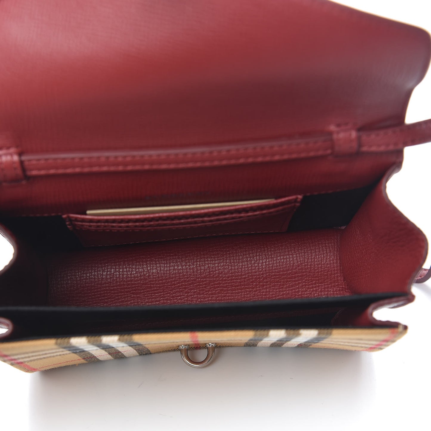 Grainy Calfskin Vintage Check Baby Macken Crossbody Bag Crimson