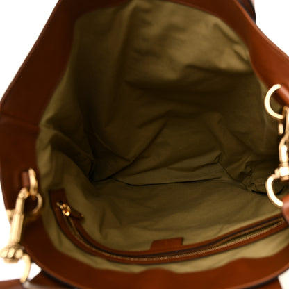 Gucci Vintage Canvas Calfskin Web Flat Tote Sand Light Cuir 5 of 10