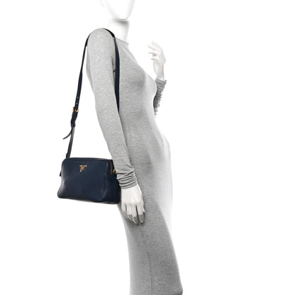 Prada Vitello Phenix Double Zip Crossbody Bag Baltico 2 of 13