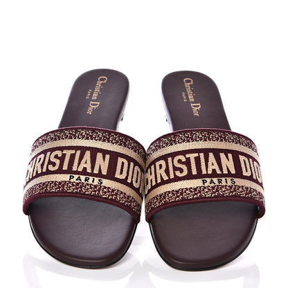Christian Dior Canvas Embroidered Dway Mules Slide Sandals 40.5 Burgundy 3 of 9
