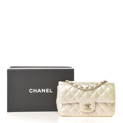 Chanel Iridescent Lambskin Quilted Mini Rectangular Flap Ivory 9 of 9
