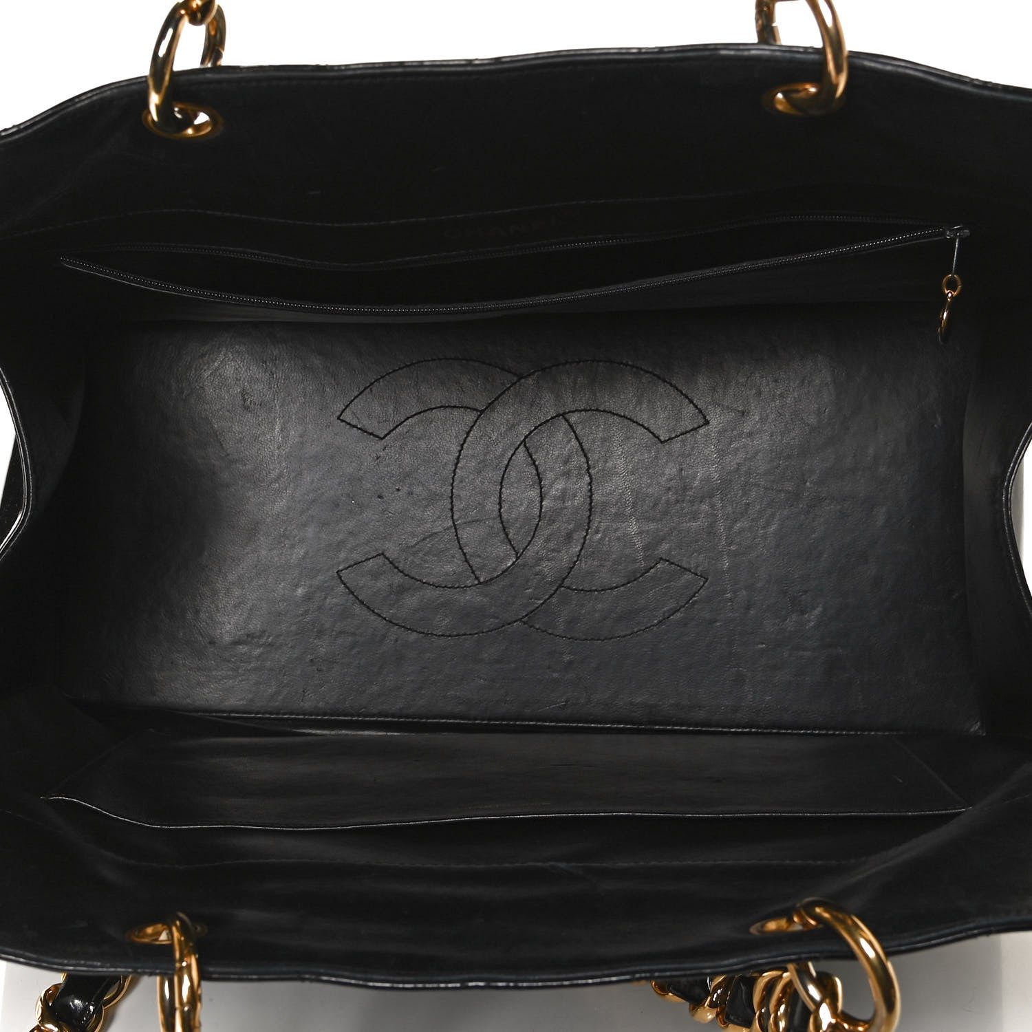 Chanel Patent Quilted Grand Shopping Tote GST Black 5 of 10